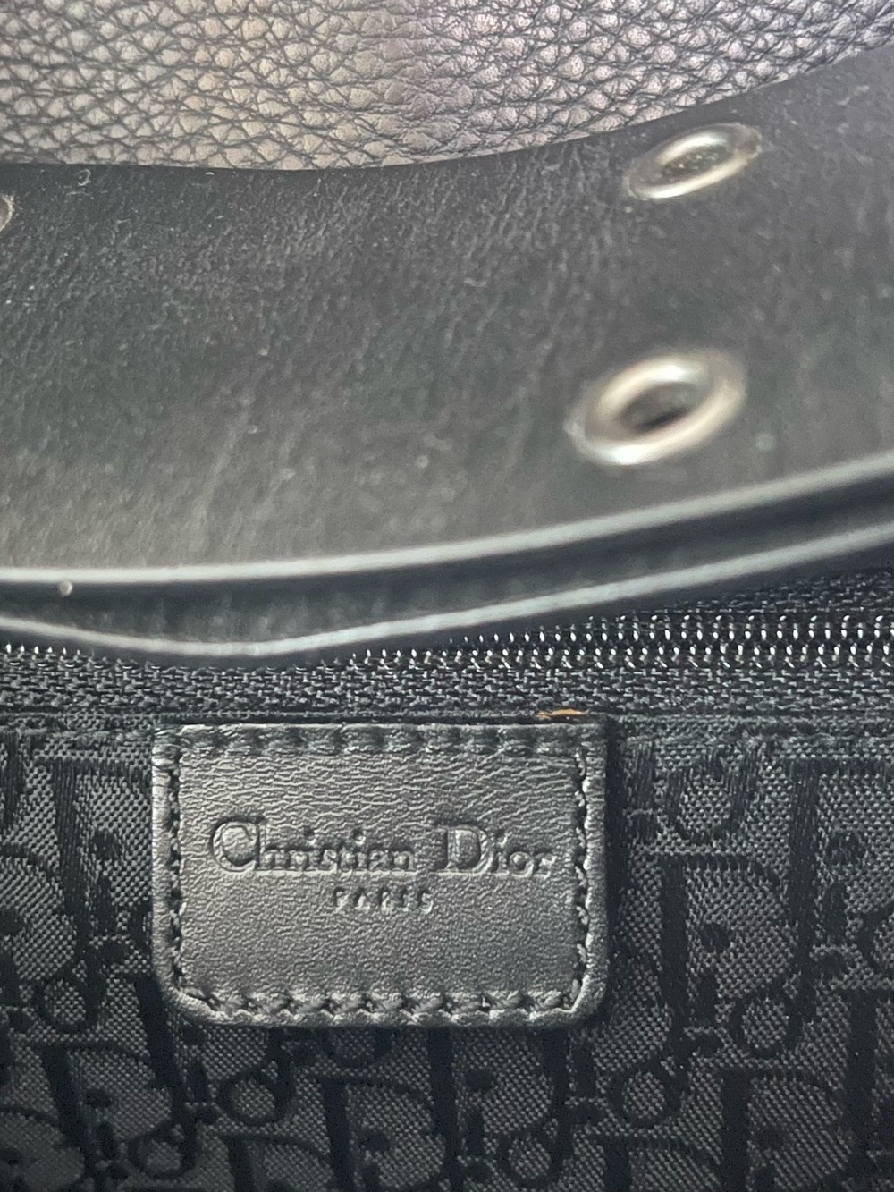 Christian Dior Street Chic Black Leather Saddle Bag with Silver Dior Plaque - Picture 7 of 11